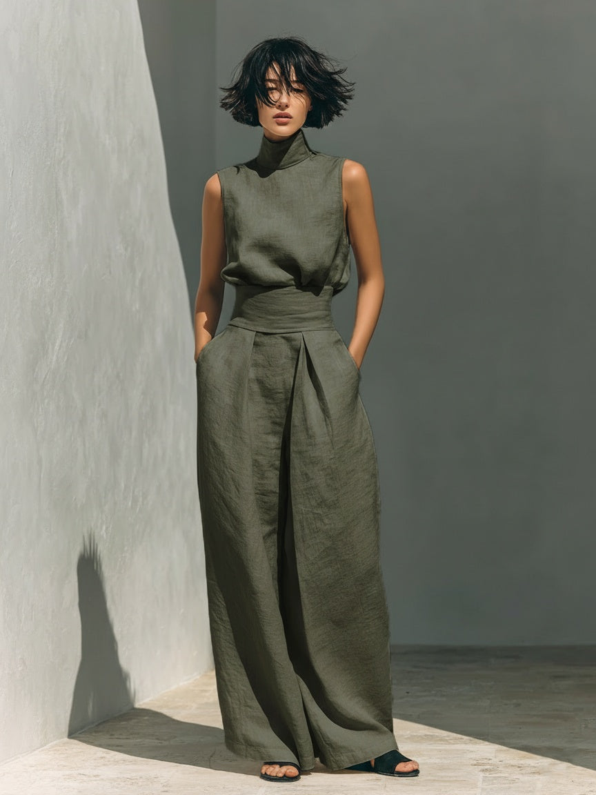 Dorothy™ | Beige Cotton-Linen Two-Piece Set
