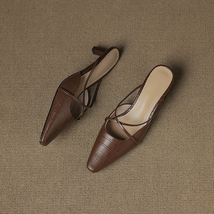 Mire | Pointed-Toe Crisscross Strap Heel Mules
