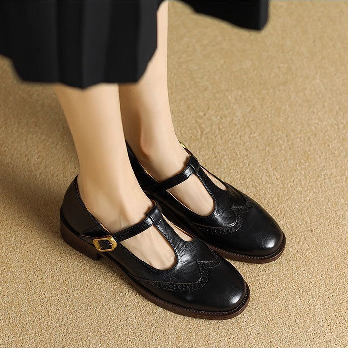 Vintage T-Bar Comfort Real Leather Mary Jane Shoes