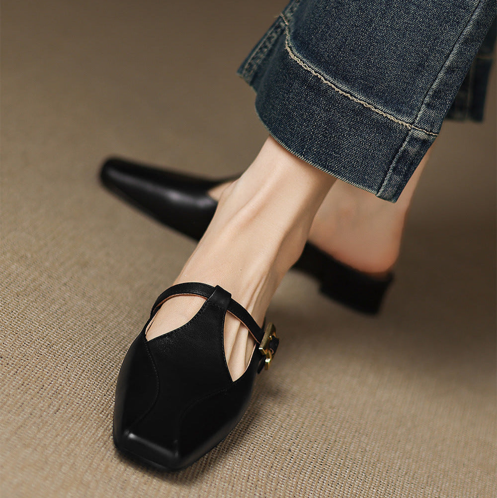 Keva | Square-Toe Mary Jane Heel Mules