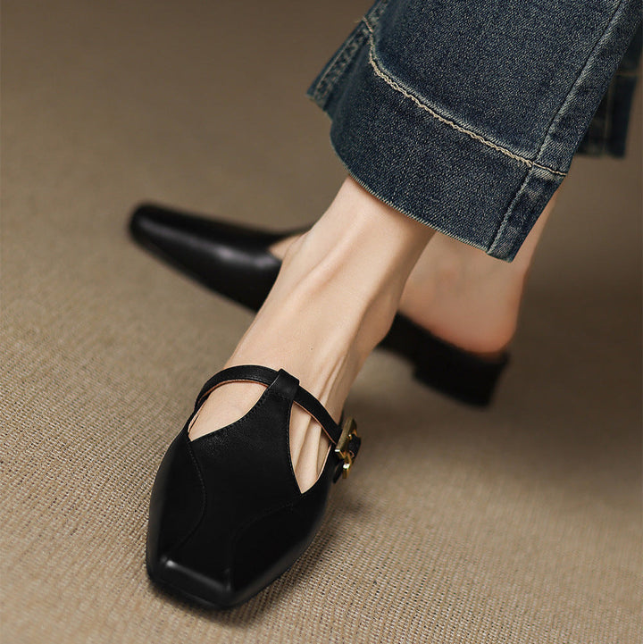 Keva | Square-Toe Mary Jane Heel Mules