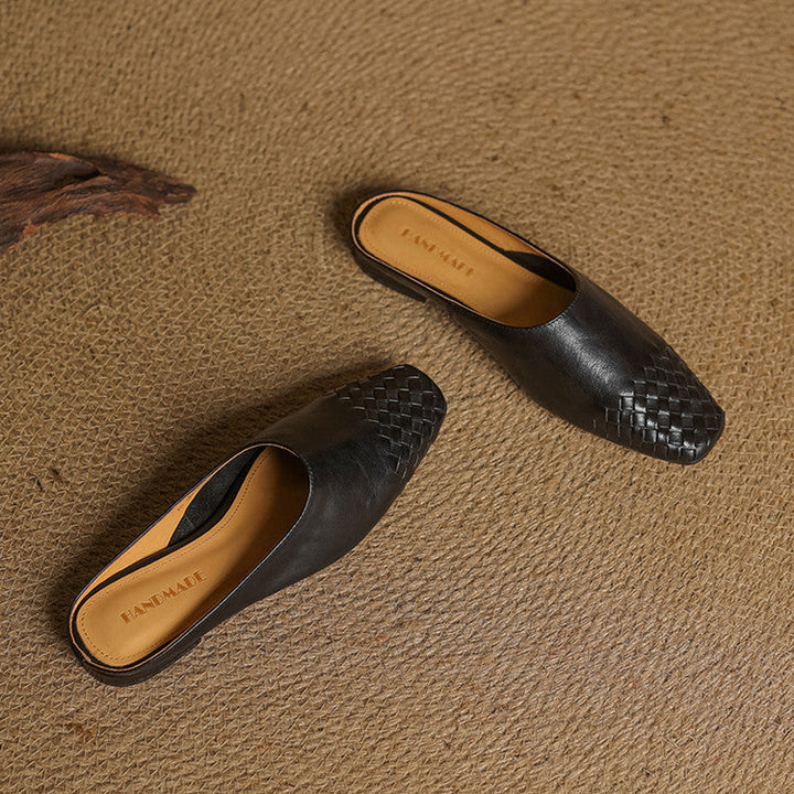 Dalvi | Textured Square-Toe Slip-On Mules