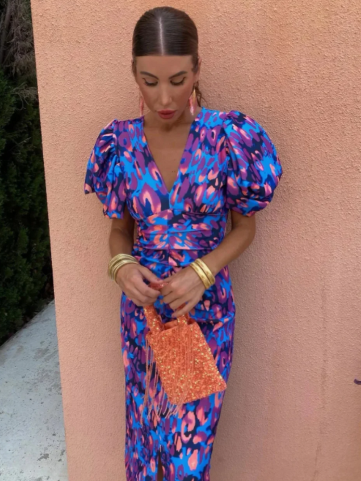 Clara | Vivid Pleated Midi Dress