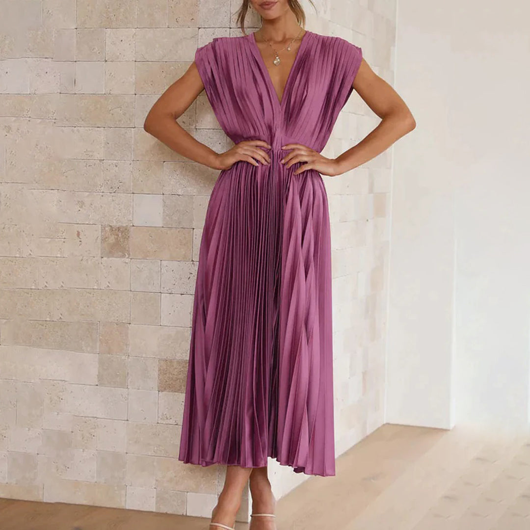 Lily| Timeless Pleated Midi Dress