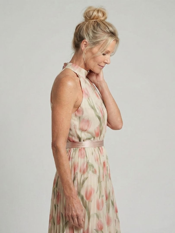 Melanie | Halter Neck Floral Midi Dress