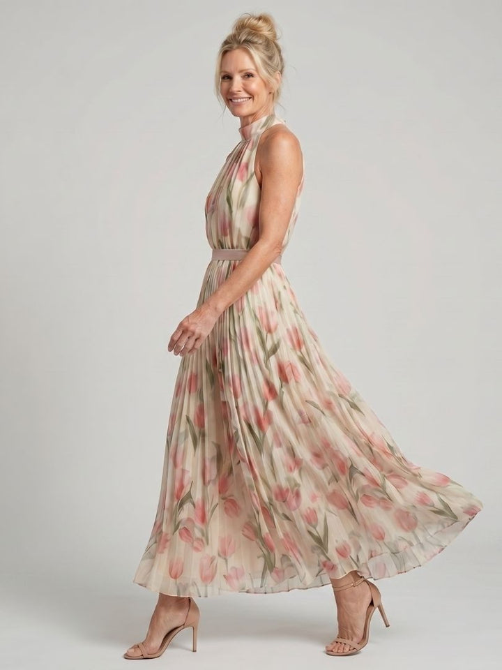 Melanie | Halter Neck Floral Midi Dress