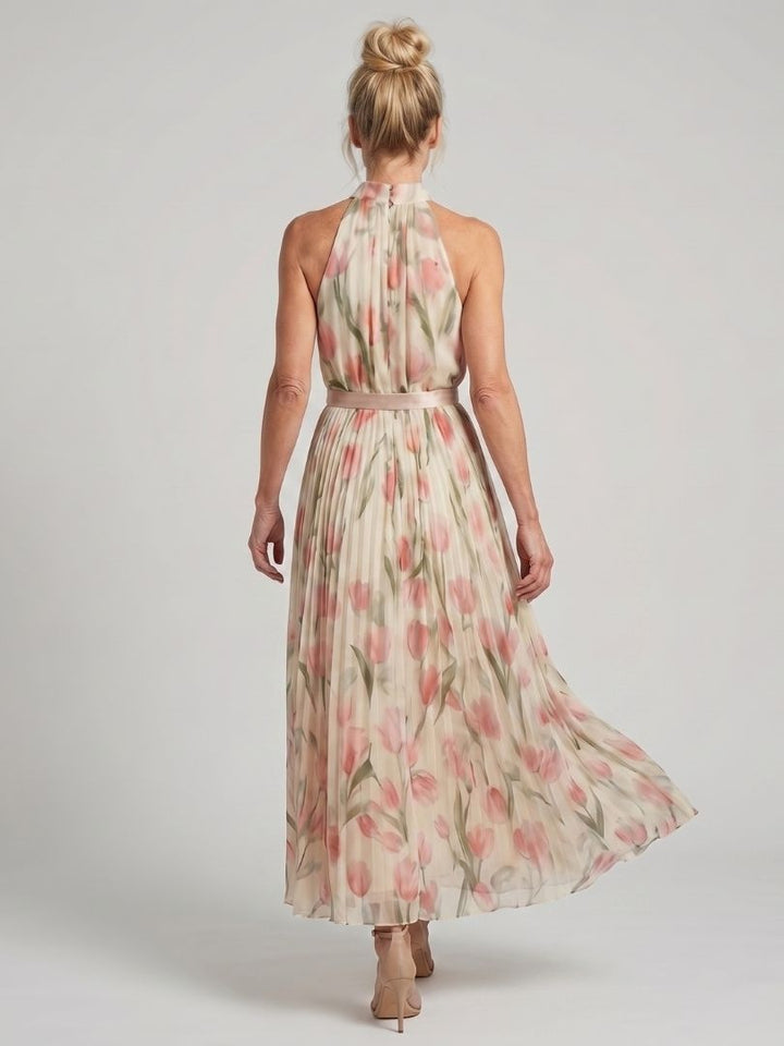 Melanie | Halter Neck Floral Midi Dress