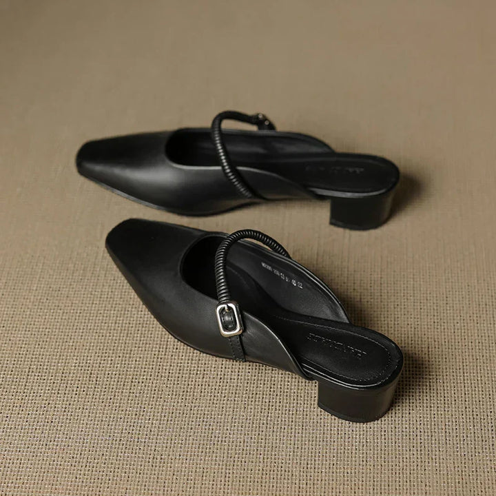 Kera | Square-Toe Mary Jane Heel Mules