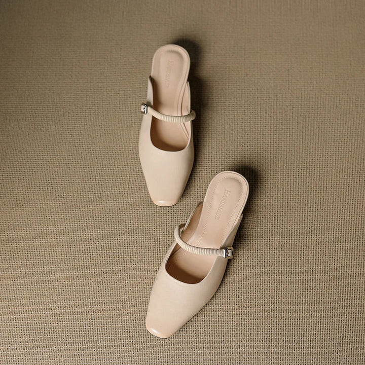 Kera | Square-Toe Mary Jane Heel Mules