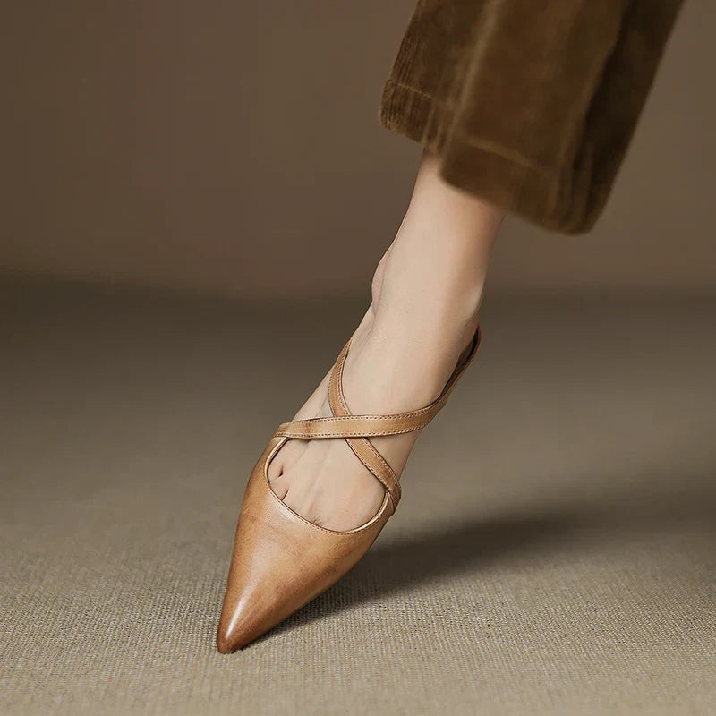Aluna | Pointed-Toe Crisscross Strap Mules