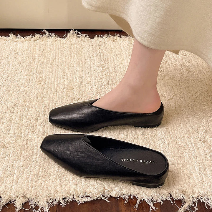 Lyra | Metallic Square-Toe Slip-On Mules