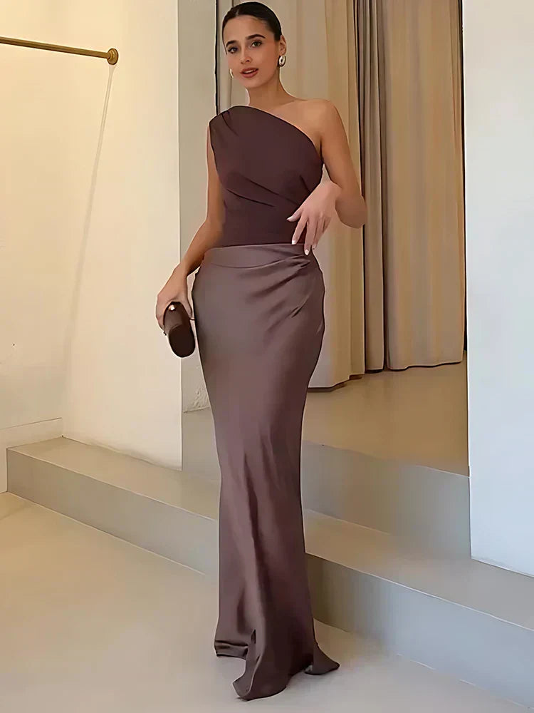 Florence| Maxi Dress with a Guilt in Satin