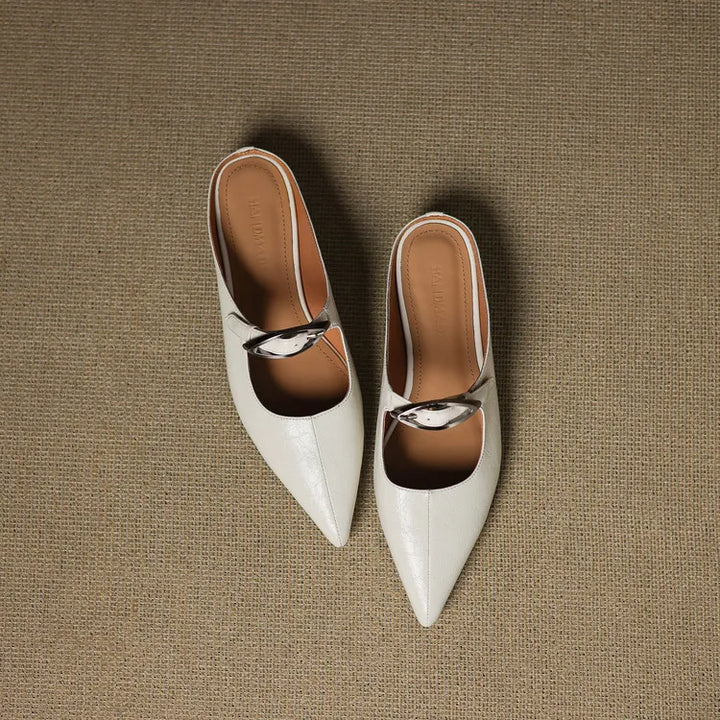 Alour | Pointed-Toe Cutout Flat Mules