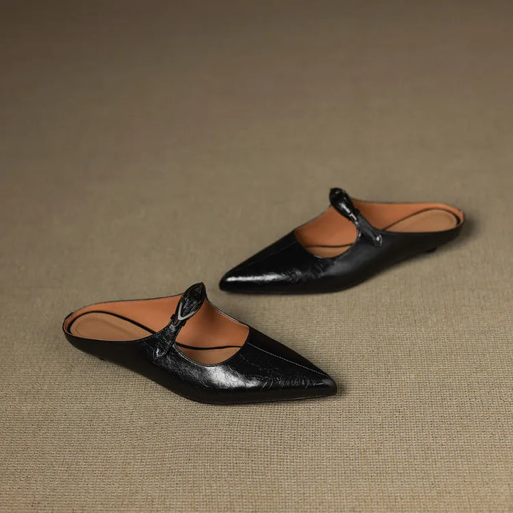 Alour | Pointed-Toe Cutout Flat Mules