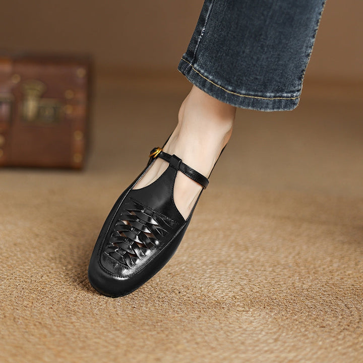 Elya | Square-Toe Mary Jane Loafer Mules
