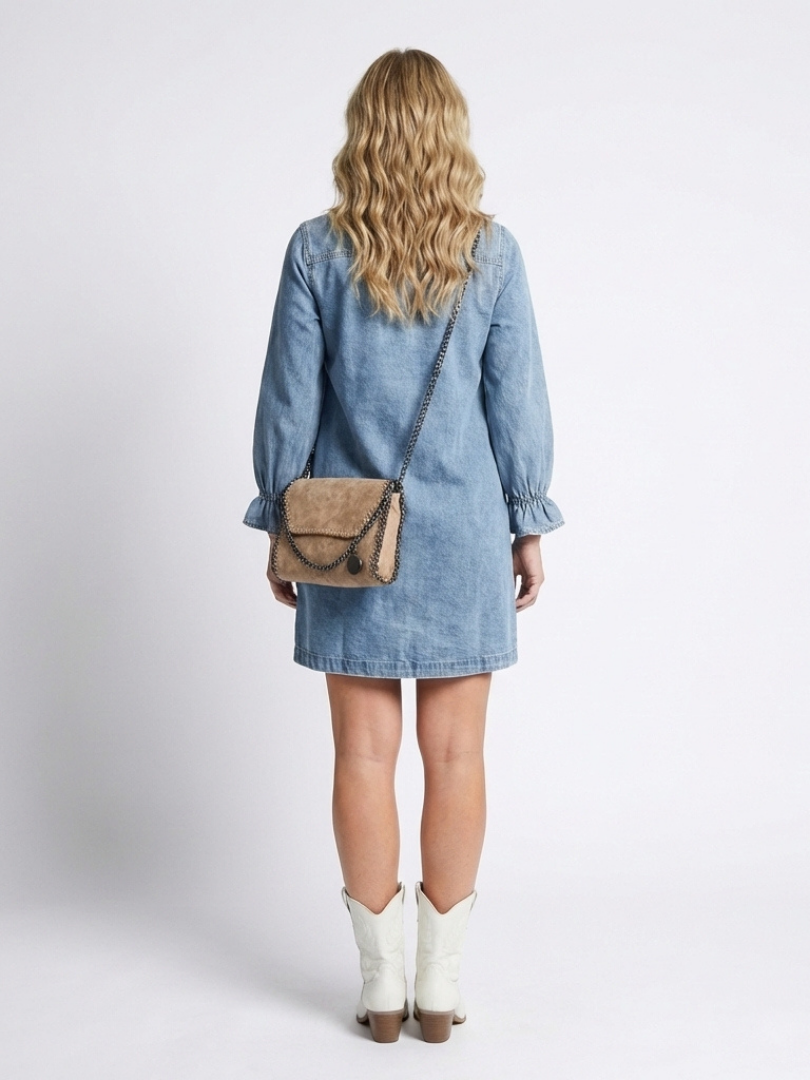 Sabine | Long Sleeve Button Front Denim Shirt Dress