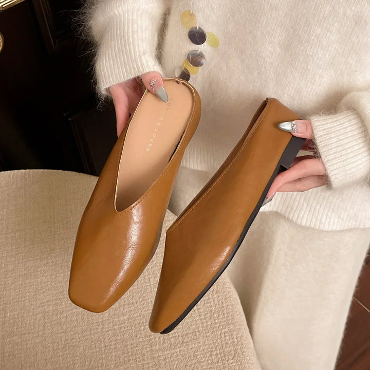 Lyra | Metallic Square-Toe Slip-On Mules