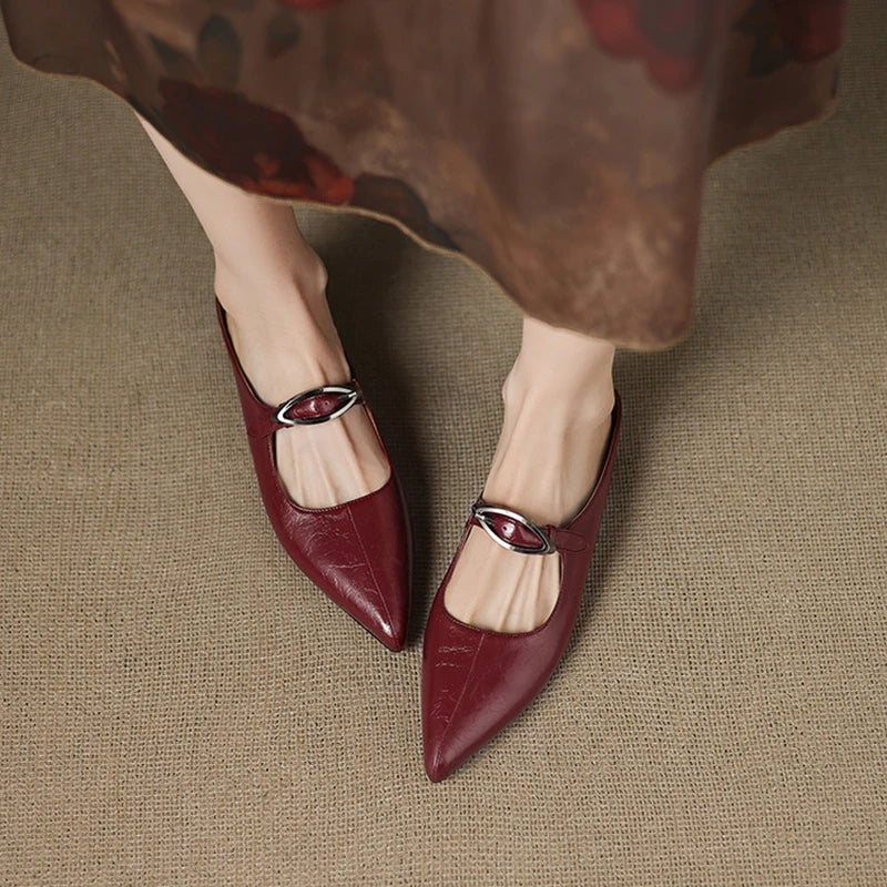 Alour | Pointed-Toe Cutout Flat Mules