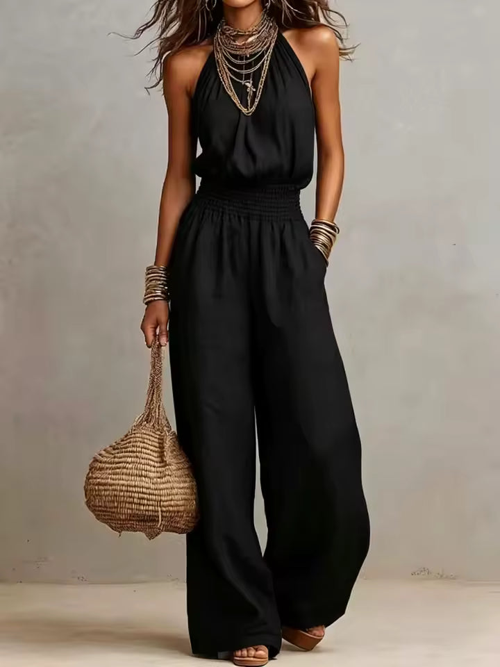Valeria | Halter Neck Wide-Leg Jumpsuit