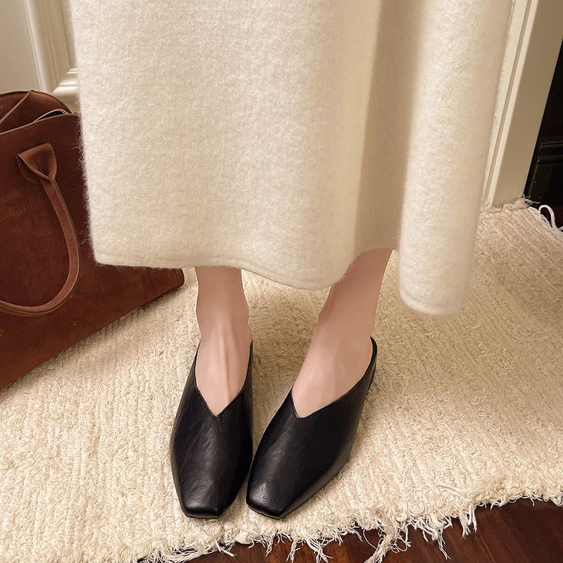 Lyra | Metallic Square-Toe Slip-On Mules