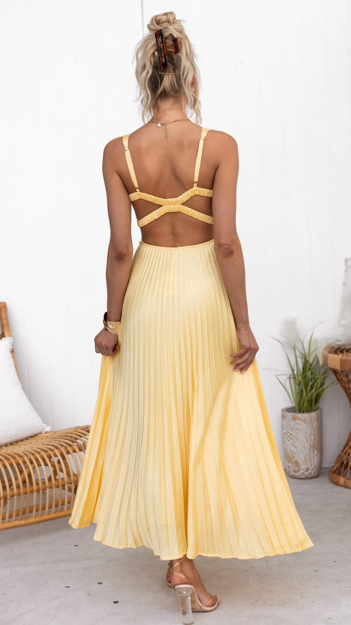 Ivy | Pleated V-Neck Maxi Dress