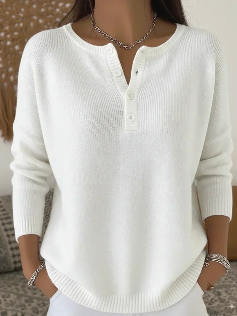 Helena™ | Henley Button-Up Knit Sweater