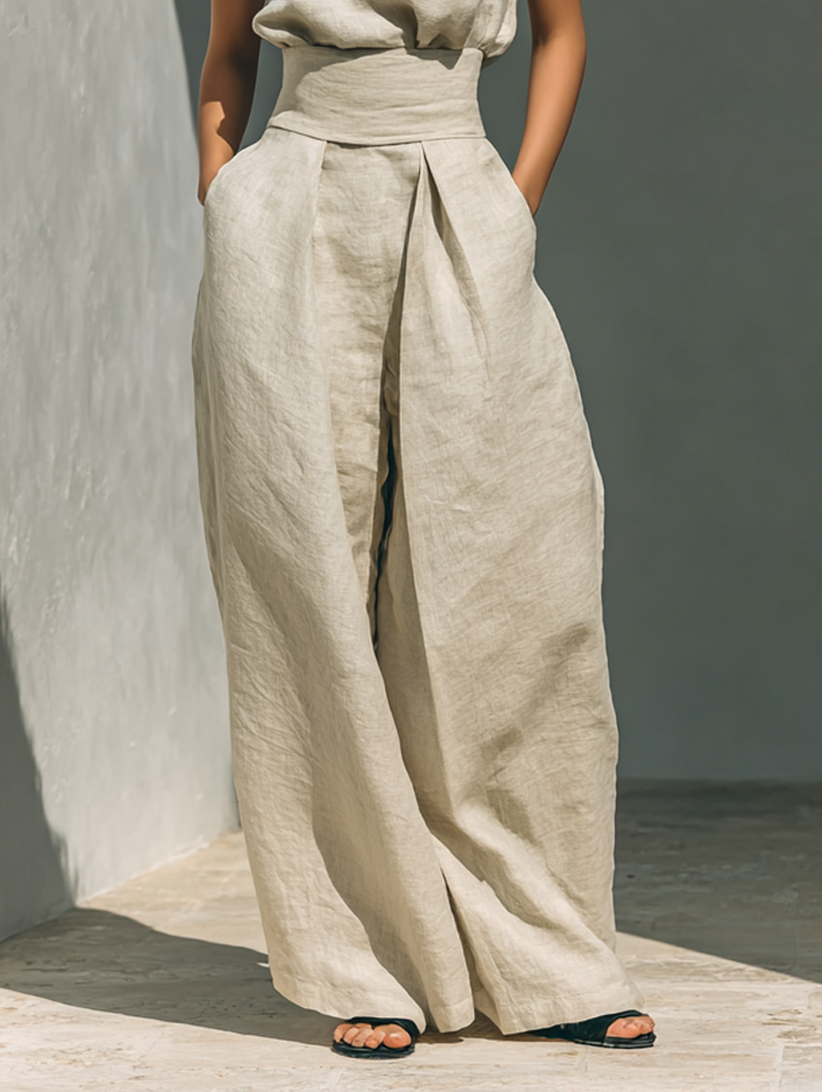 Dorothy™ | Beige Cotton-Linen Two-Piece Set