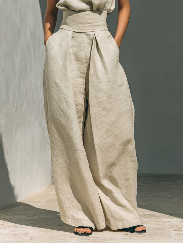 Dorothy™ | Beige Cotton-Linen Two-Piece Set