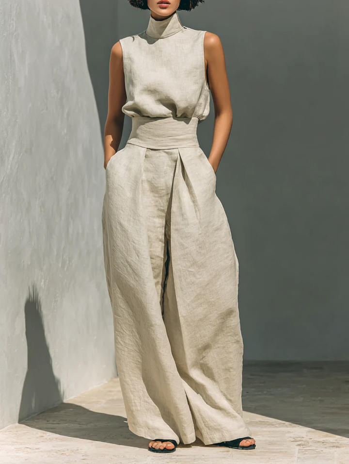 Dorothy™ | Beige Cotton-Linen Two-Piece Set