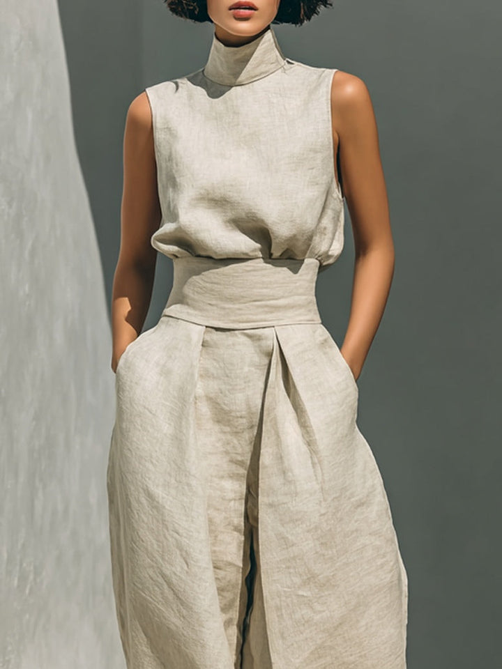 Dorothy™ | Beige Cotton-Linen Two-Piece Set