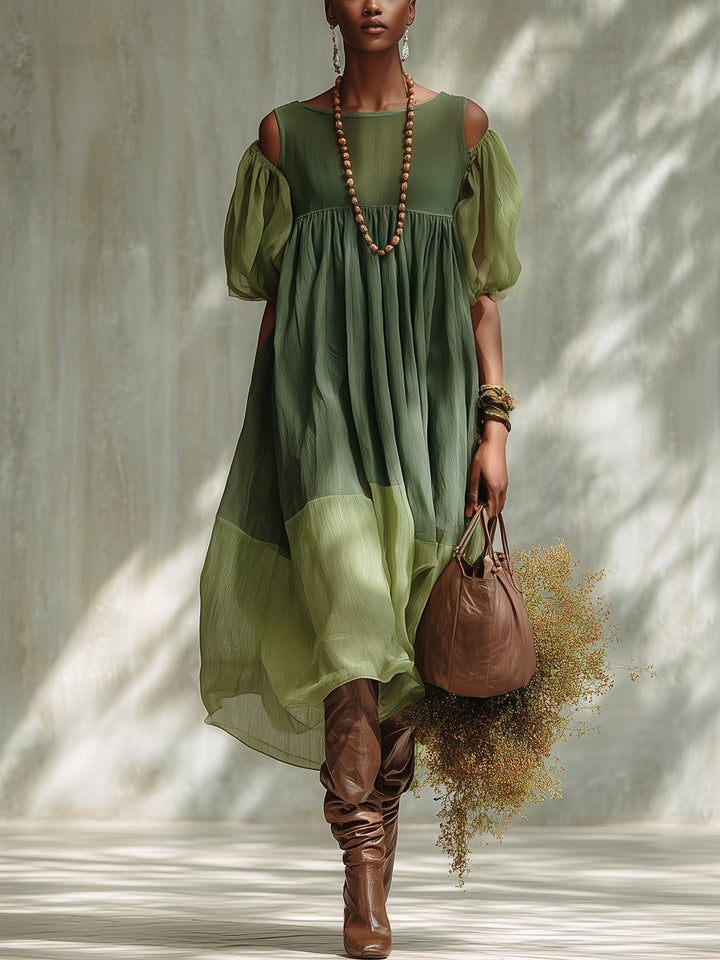 Maren™ | Off-Shoulder Chiffon Midi Dress