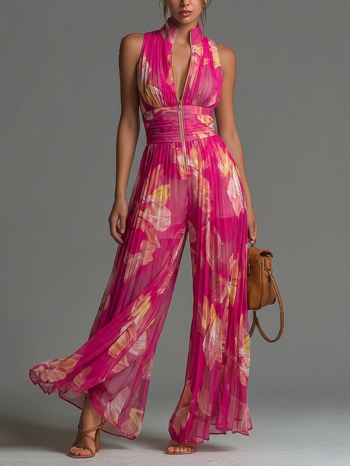 Liliana | Floral Wide-Leg Chiffon Jumpsuit