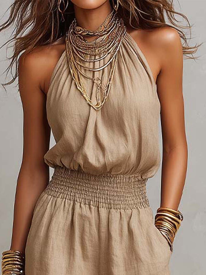 Valeria | Halter Neck Wide-Leg Jumpsuit