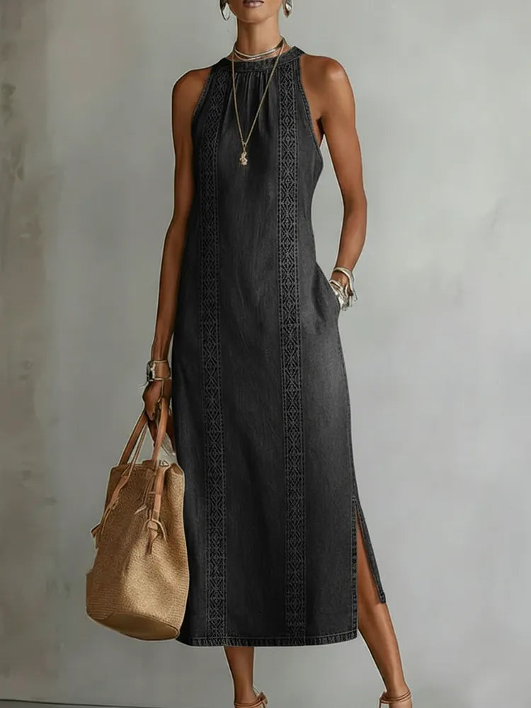 Julia | Retro Lace Denim Dress