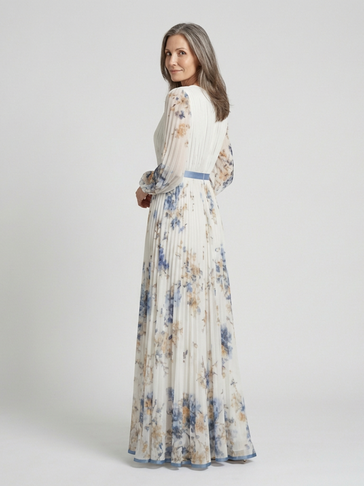 Alice | Long Sleeve V Neck Floral Maxi Dress