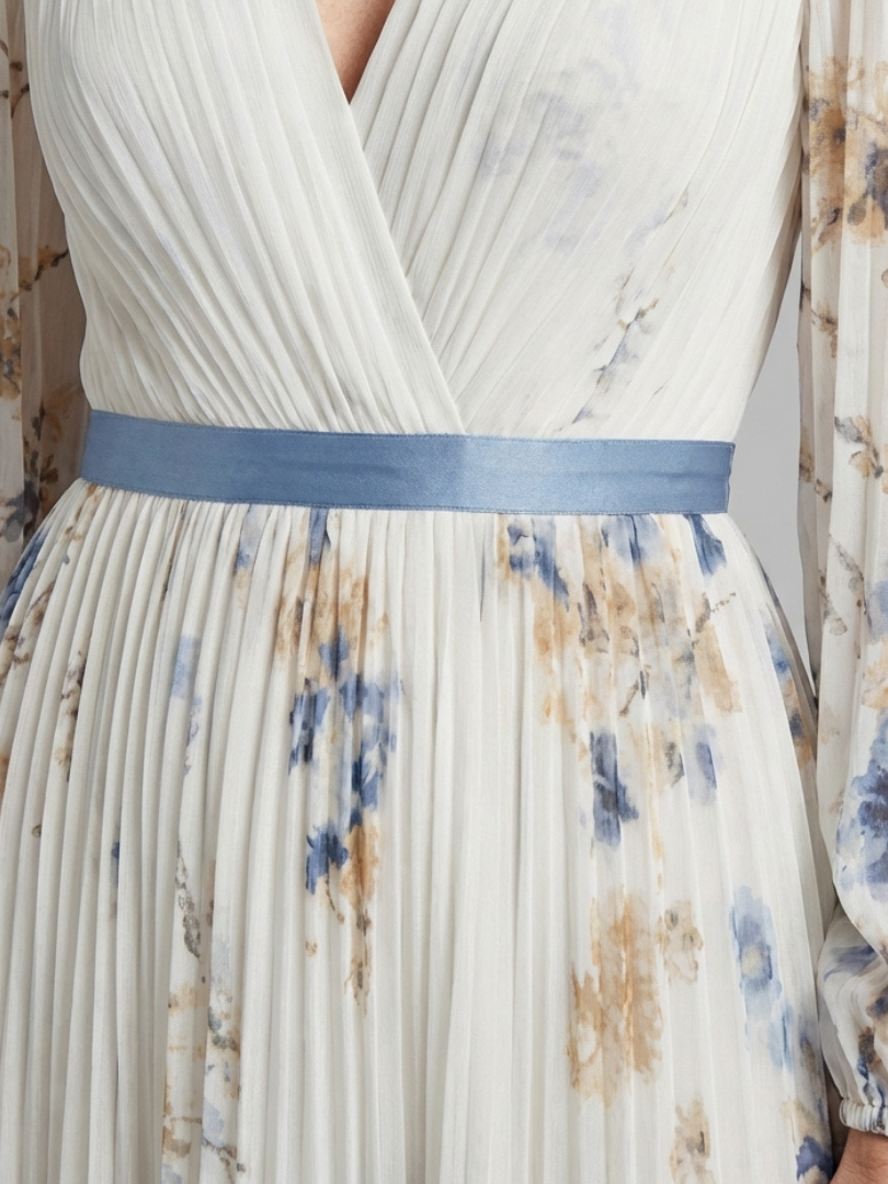 Alice | Long Sleeve V Neck Floral Maxi Dress