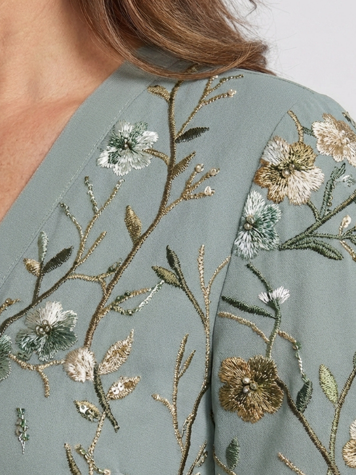 Margaret | Floral V Neck Short Sleeve Maxi Dress
