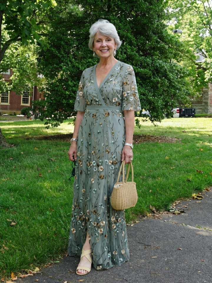 Margaret | Floral V Neck Short Sleeve Maxi Dress