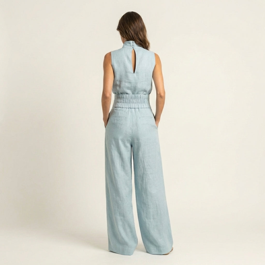 Cayetana | Sleeveless Turtleneck Top Wide-Leg Set