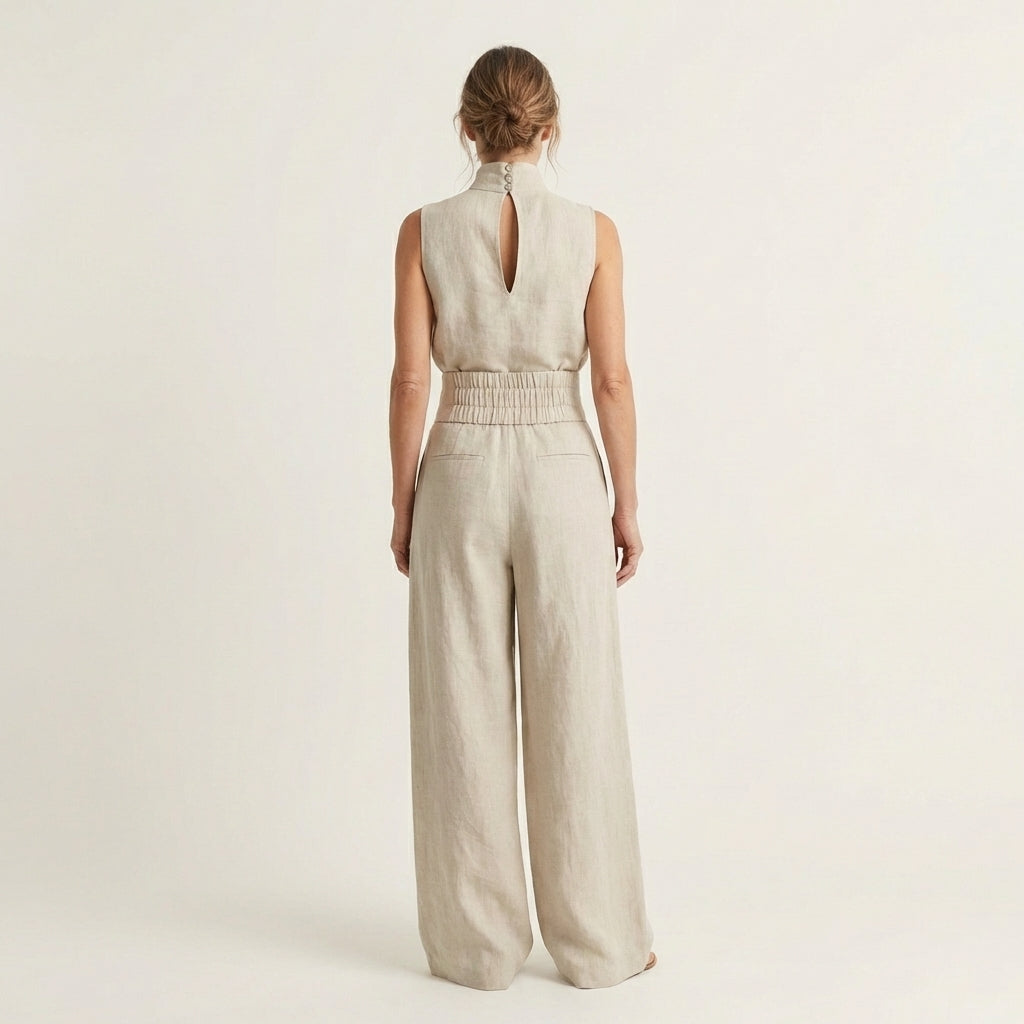 Cayetana | Sleeveless Turtleneck Top Wide-Leg Set