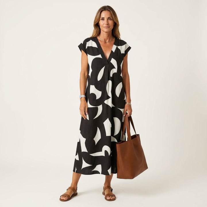 Janica | Abstract Print Maxi Dress