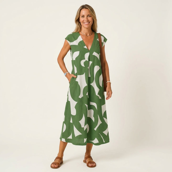 Janica | Abstract Print Maxi Dress