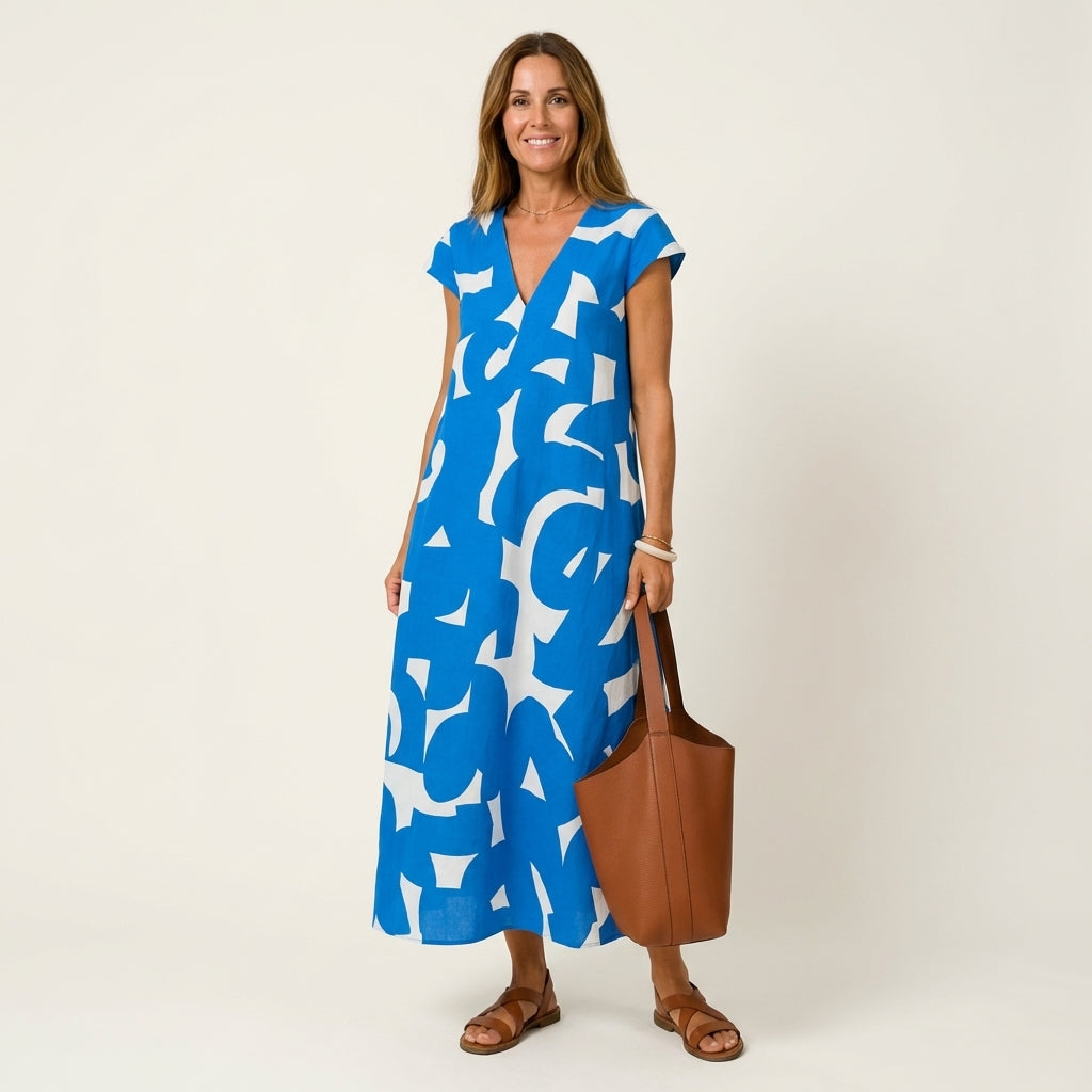 Janica | Abstract Print Maxi Dress