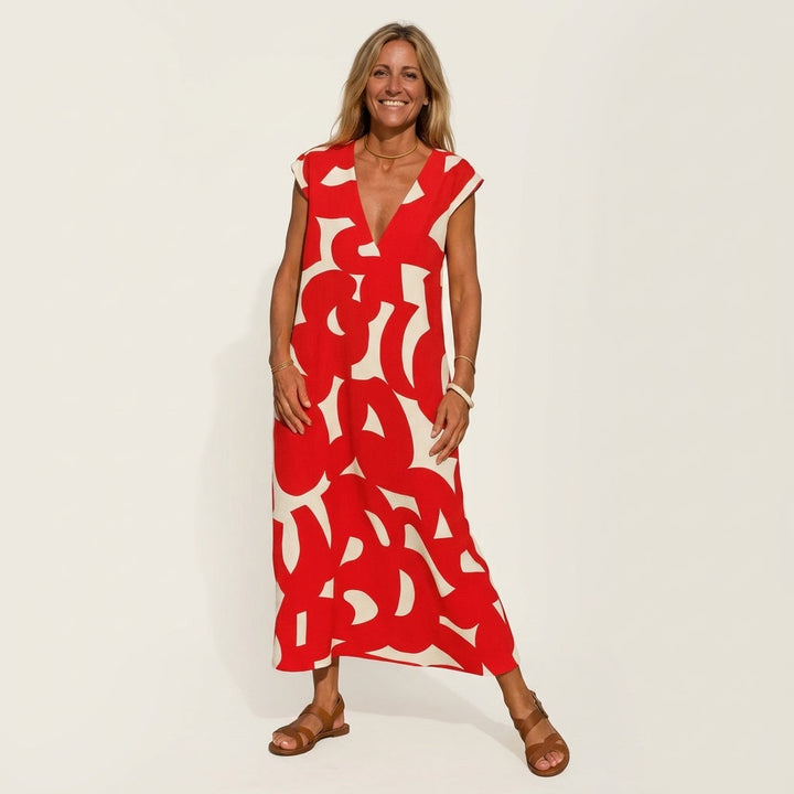 Janica | Abstract Print Maxi Dress