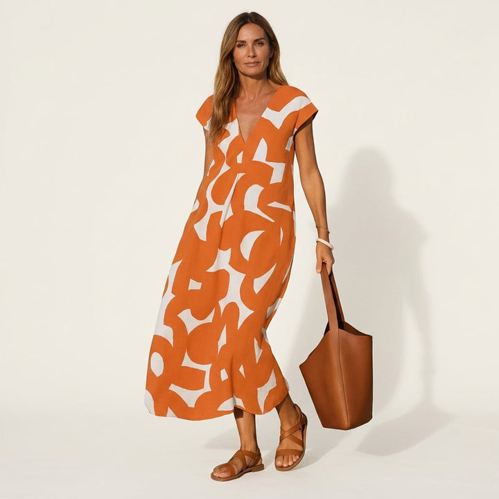 Janica | Abstract Print Maxi Dress