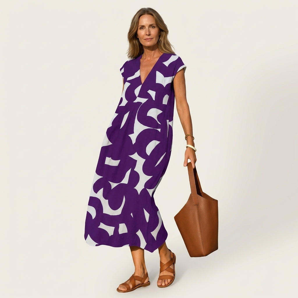 Janica | Abstract Print Maxi Dress