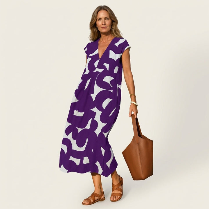 Janica | Abstract Print Maxi Dress