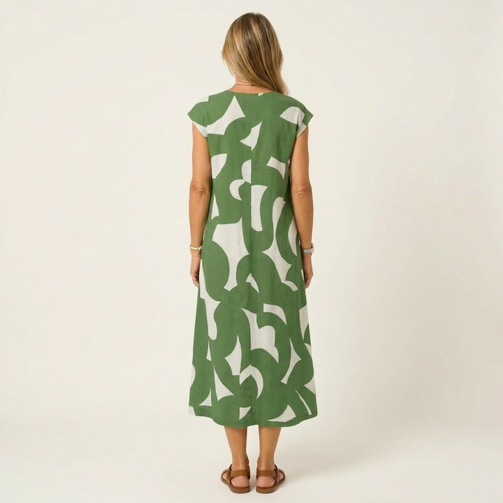 Janica | Abstract Print Maxi Dress