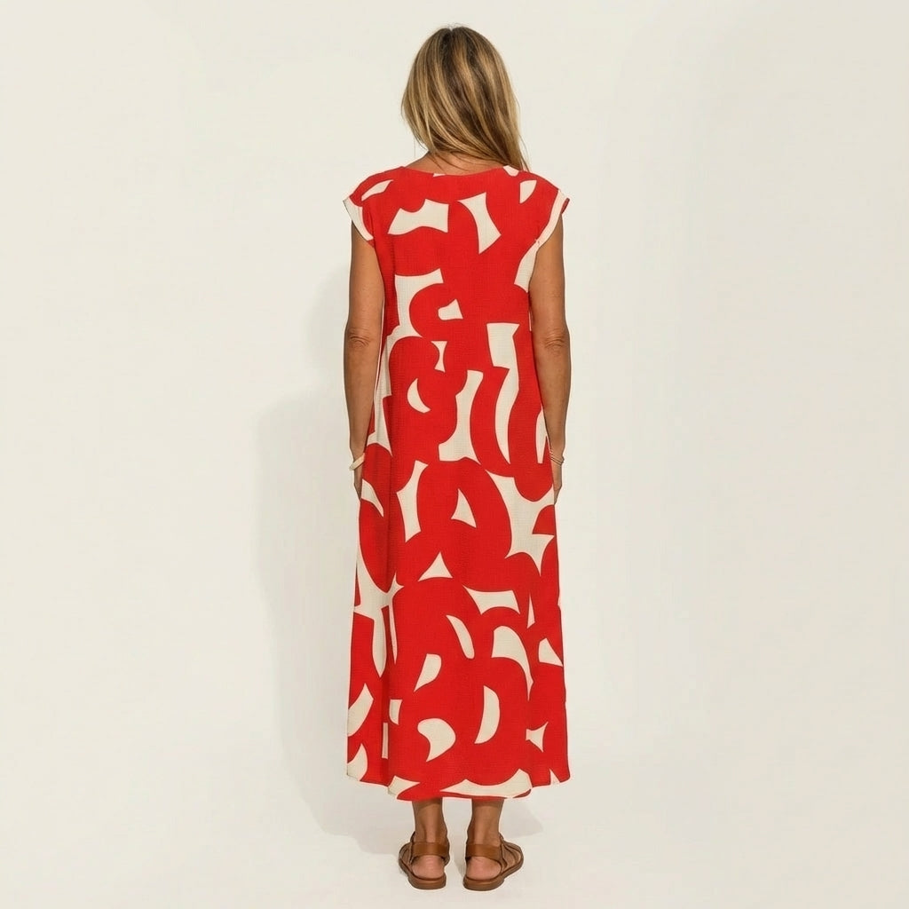 Janica | Abstract Print Maxi Dress