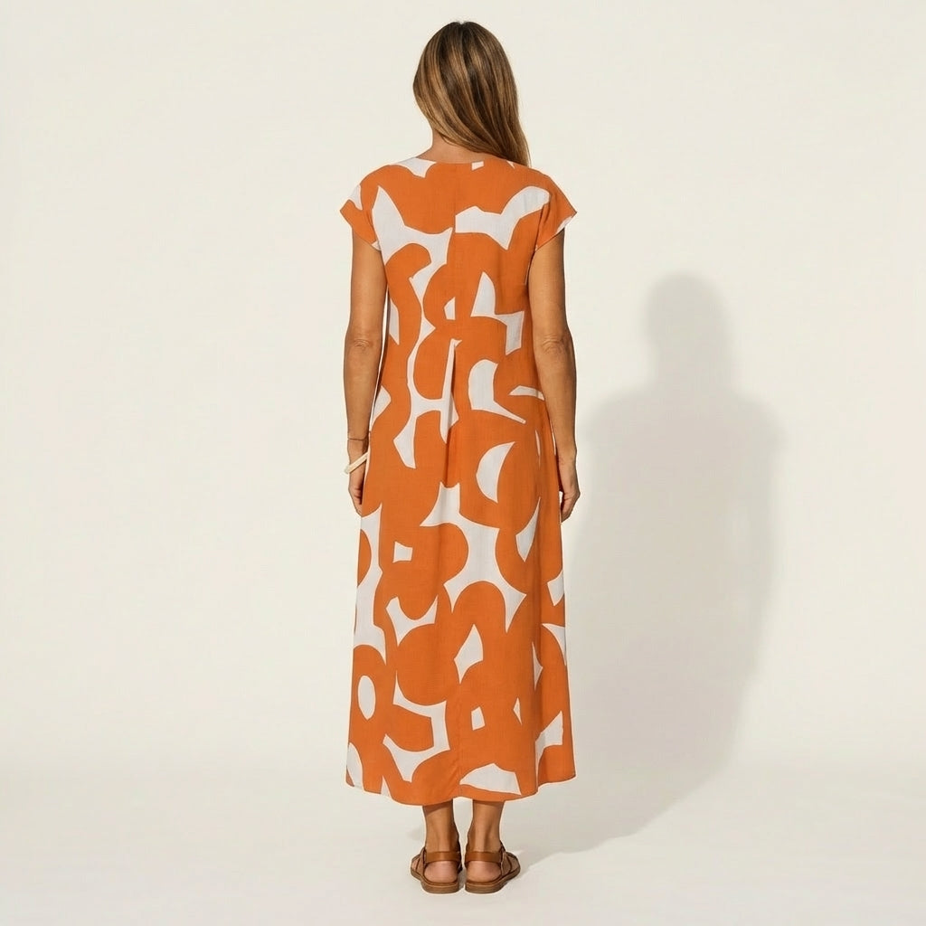 Janica | Abstract Print Maxi Dress